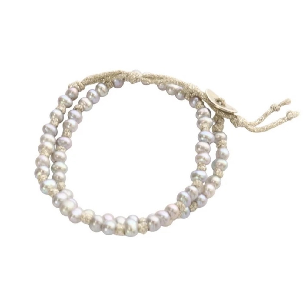 Chan Luu soft grey pearl metallic cord naked wrap adjustable bracelet - Picture 11 of 13